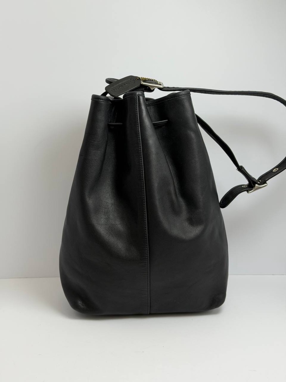 Coach Vintage Legacy Black Leather Drawstring Bucket Bag Rare